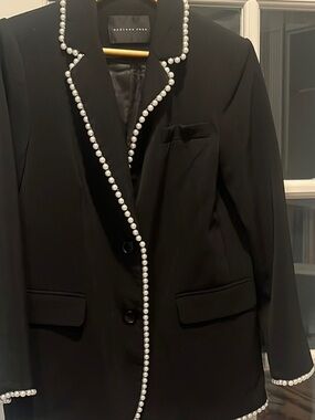 Endless Rose Black Blazer with Pearl Trim